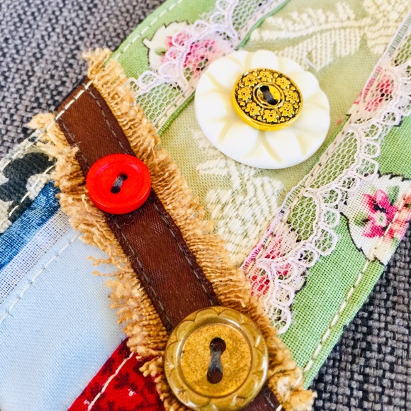 Handmade fabric cottagecore wide cuff bracelet - Picture 8 of 11